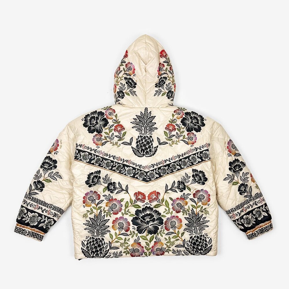 FARM Rio Cream Quilted Puffer Jacket with Black Floral Embroidery - Picture 2 of 15